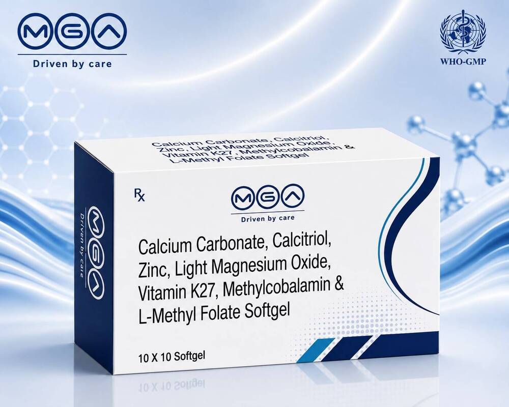 Calcium Carbonate Calcitriol Zinc Magnesium Oxide Vitamin K2-7 Methylcobalamin L-Methyl Folate Softgel