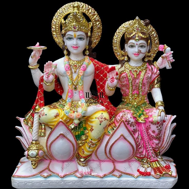 Vishnu Lakshmi Marble Statue