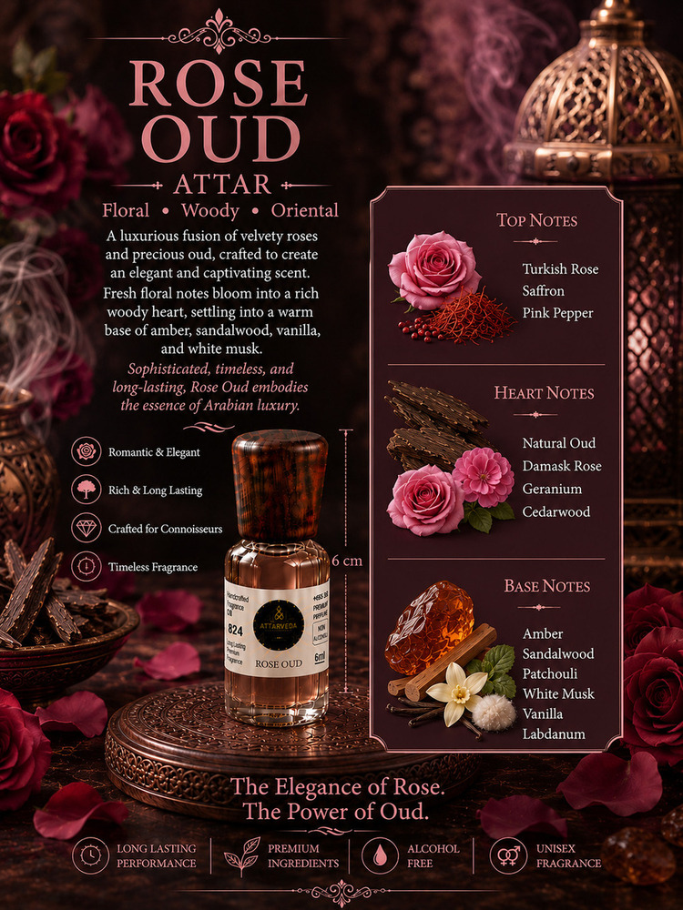 Luxury Rose Oud Attar - Concentration: Highly Concentrated