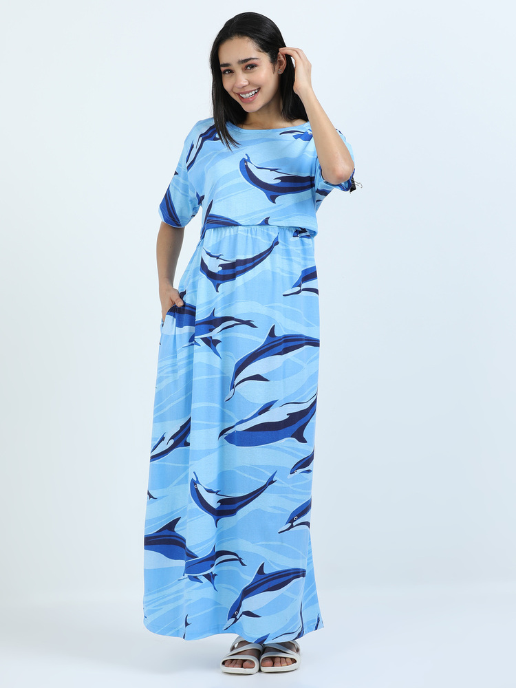 Dolphin Printed Midi Dress