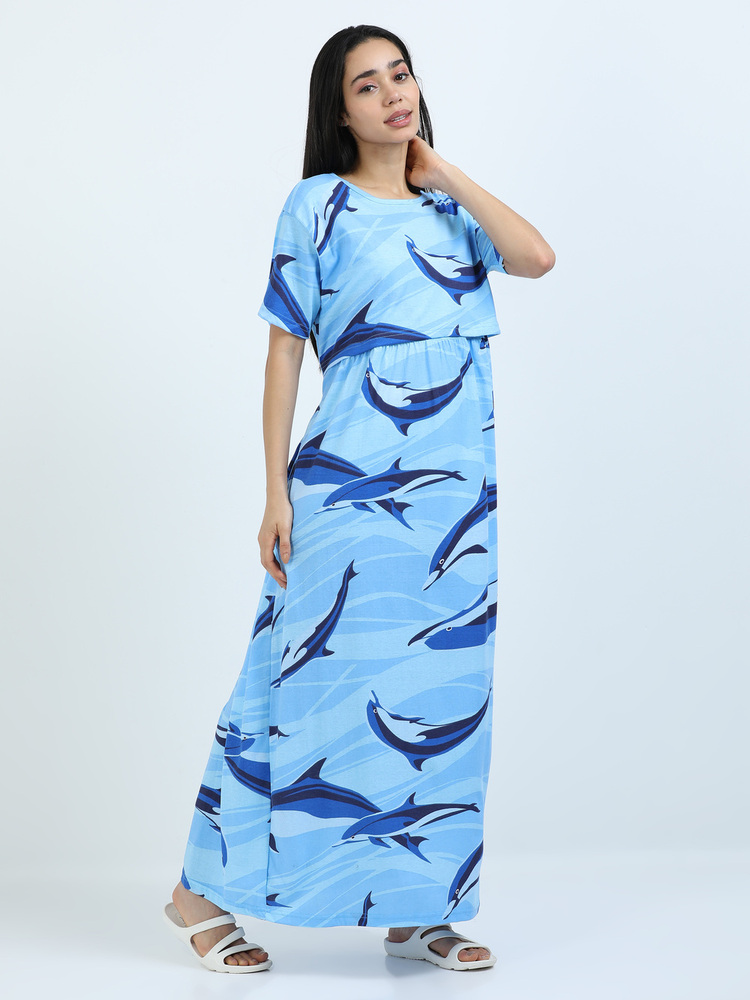 Dolphin Printed Midi Dress