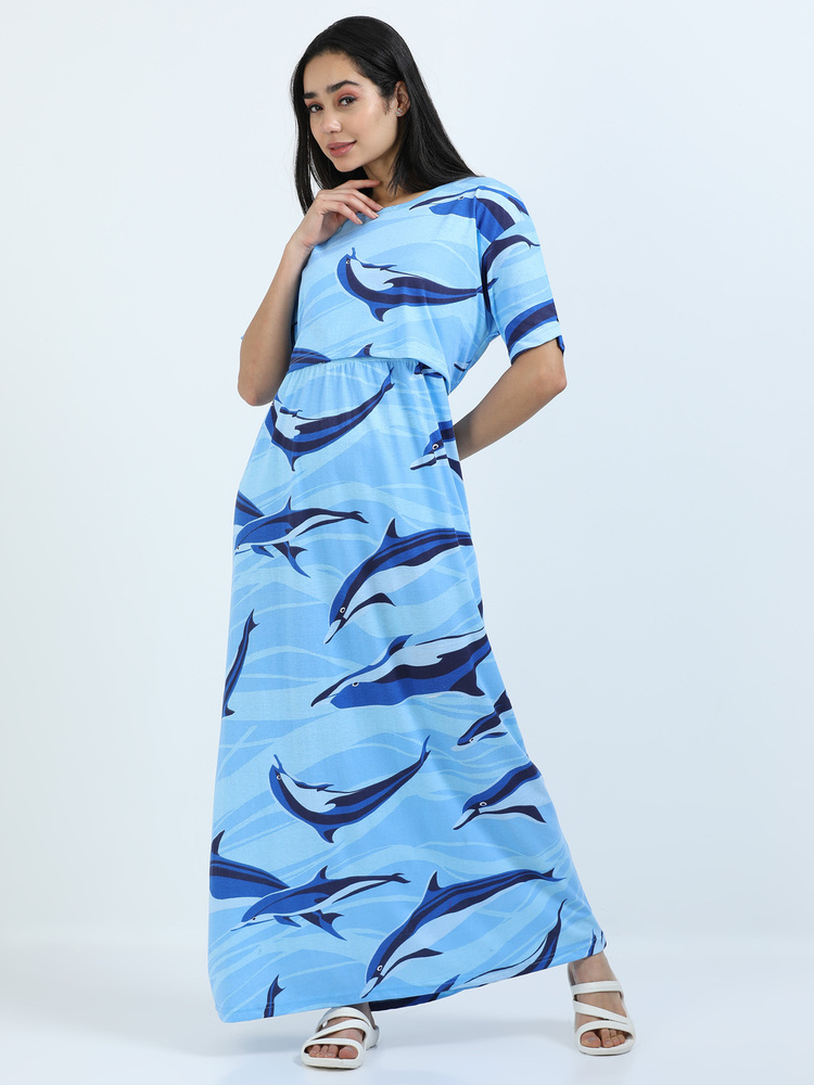 Dolphin Printed Midi Dress