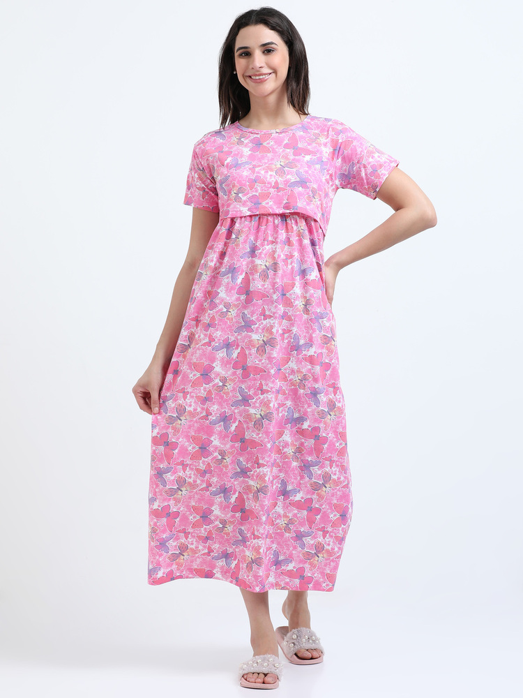 Butterfly Printed Midi Dress