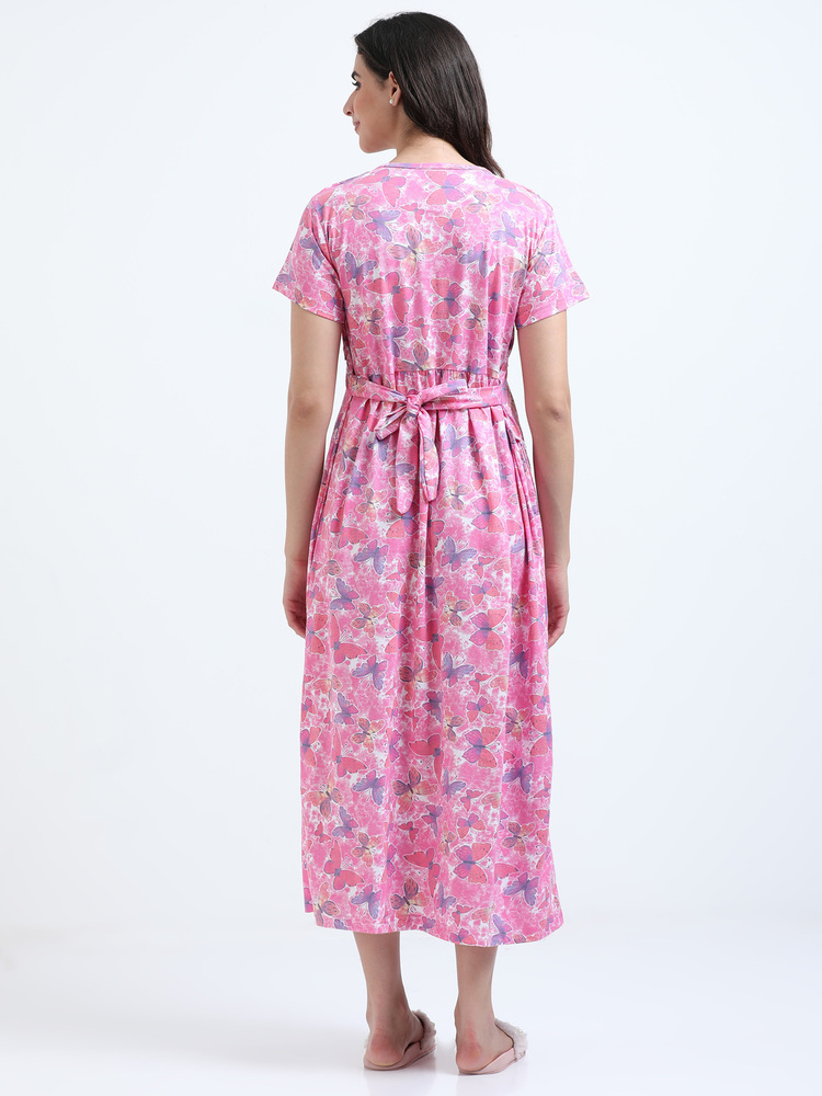 Butterfly Printed Midi Dress