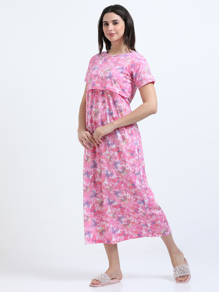 Butterfly Printed Midi Dress