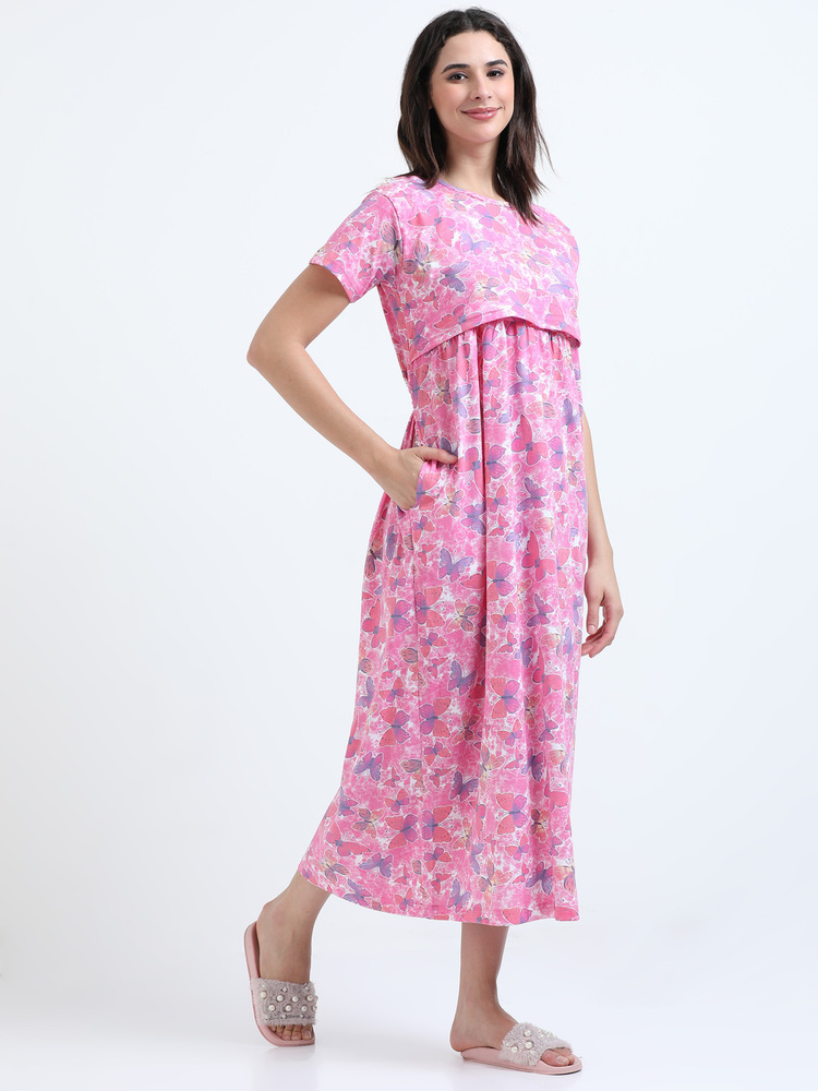 Butterfly Printed Midi Dress