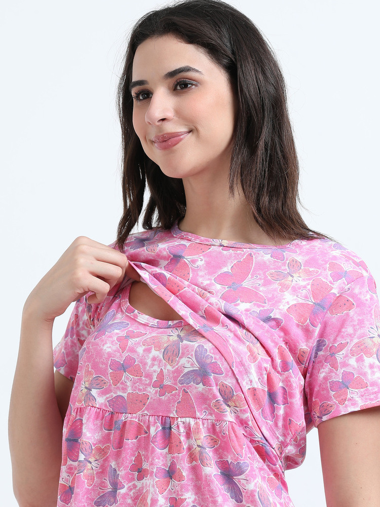 Butterfly Printed Midi Dress