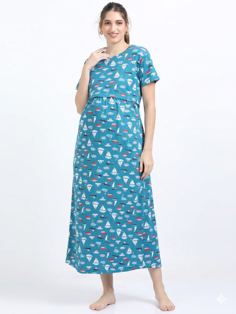 Boat Printed Midi Dress