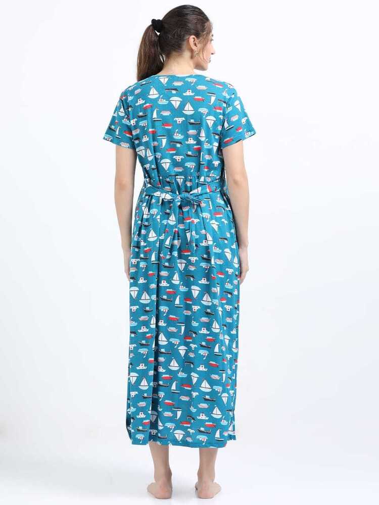 Boat Printed Midi Dress