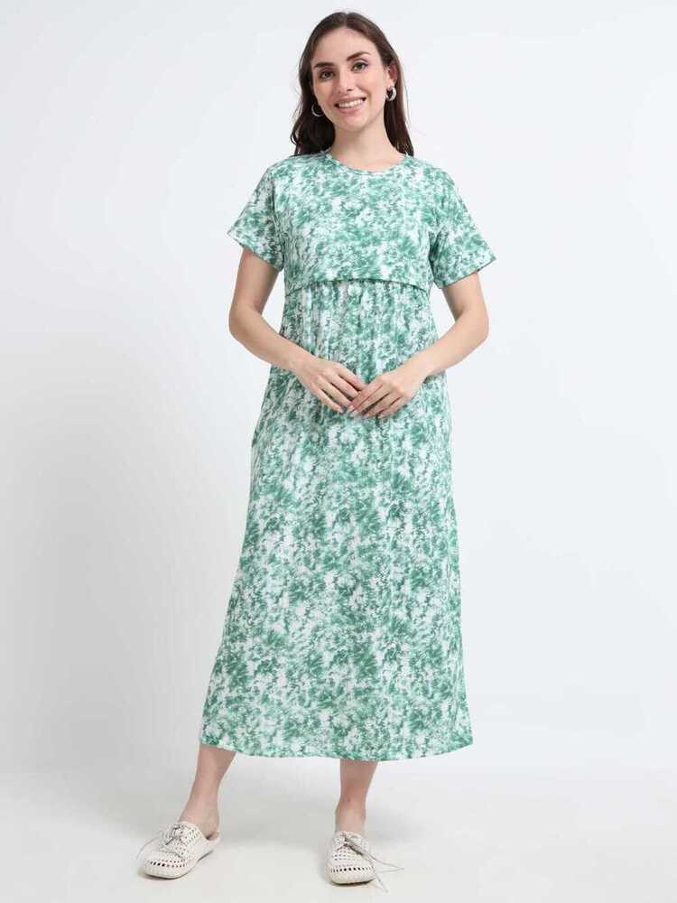 Green D&D Printed Midi Dress