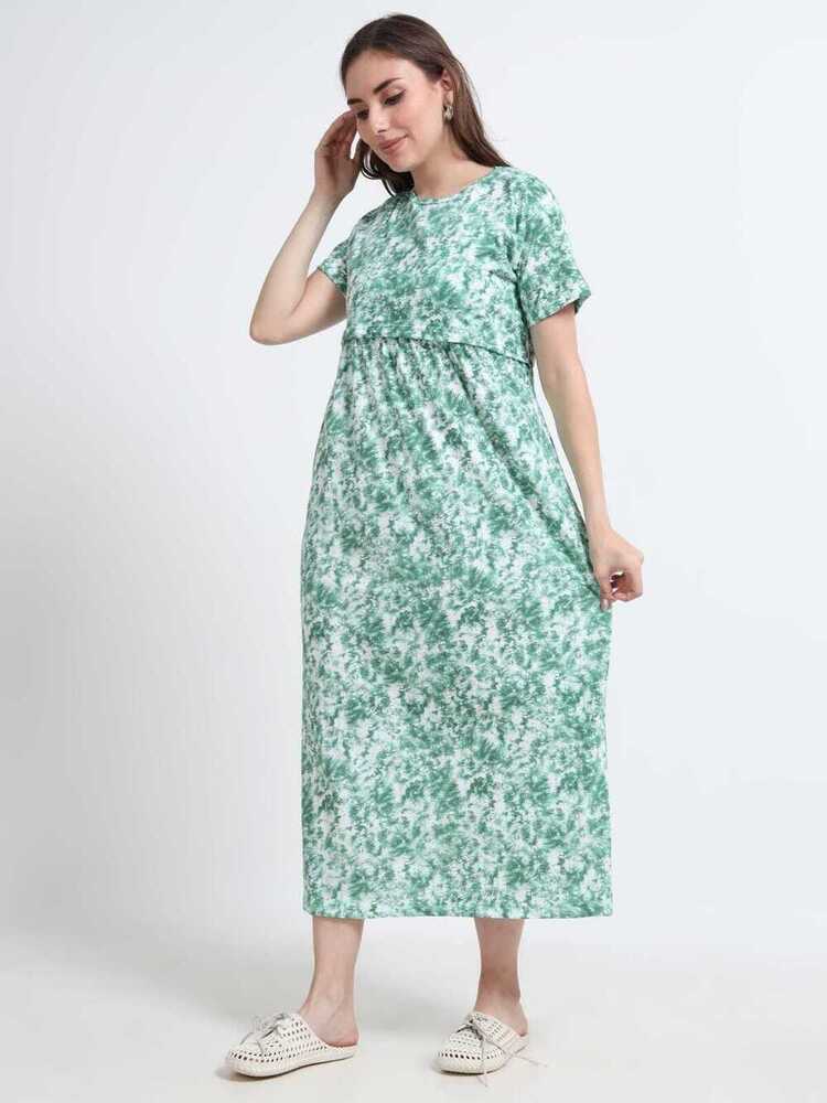Green D&D Printed Midi Dress