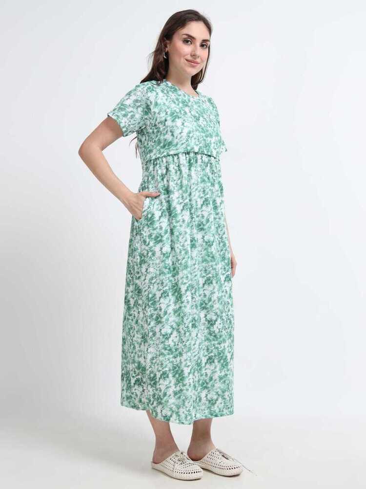Green D&D Printed Midi Dress