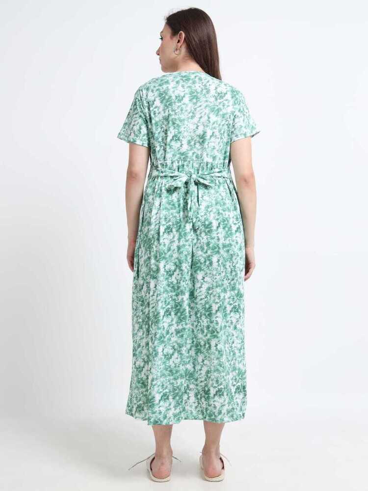 Green D&D Printed Midi Dress