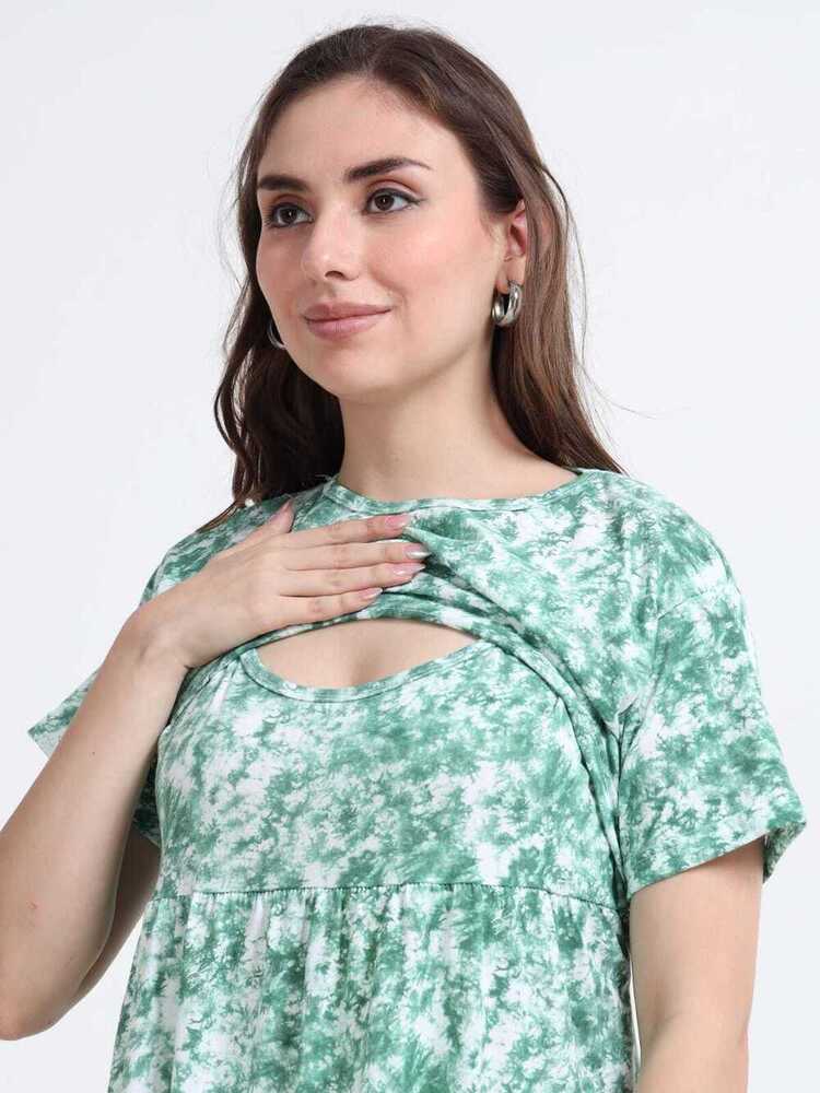Green D&D Printed Midi Dress