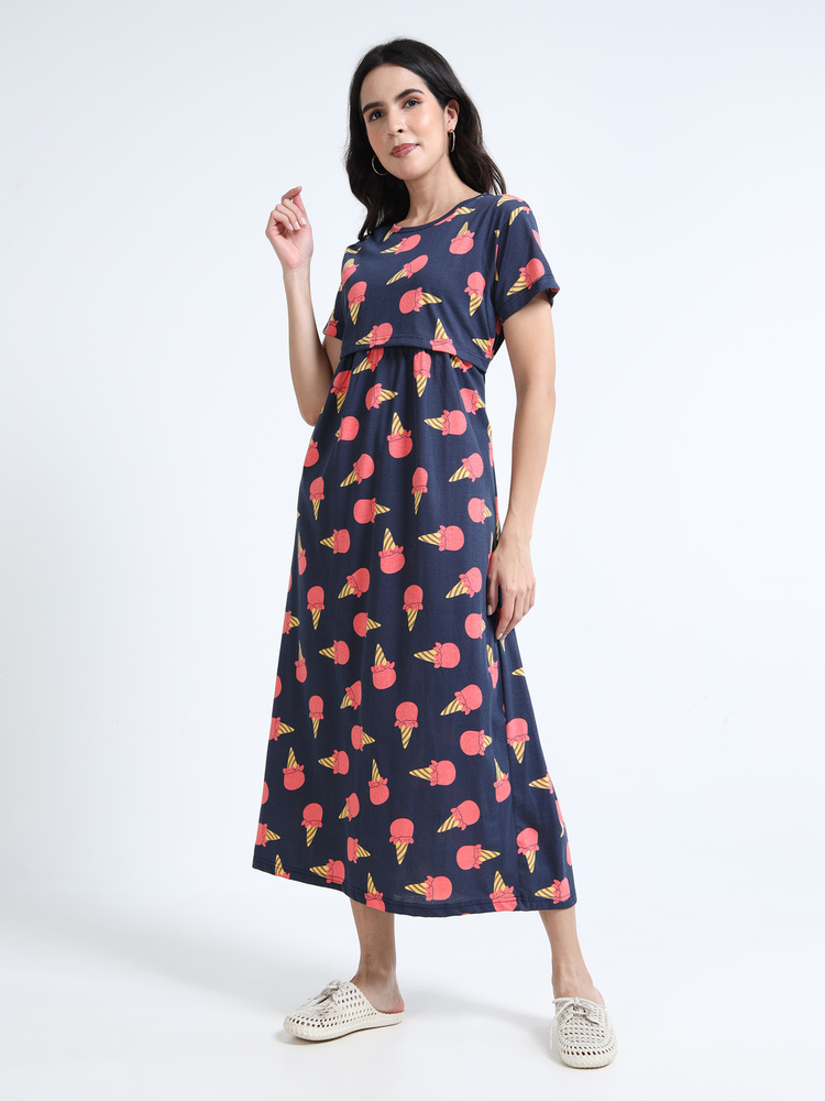 ICN Printed Midi Dress