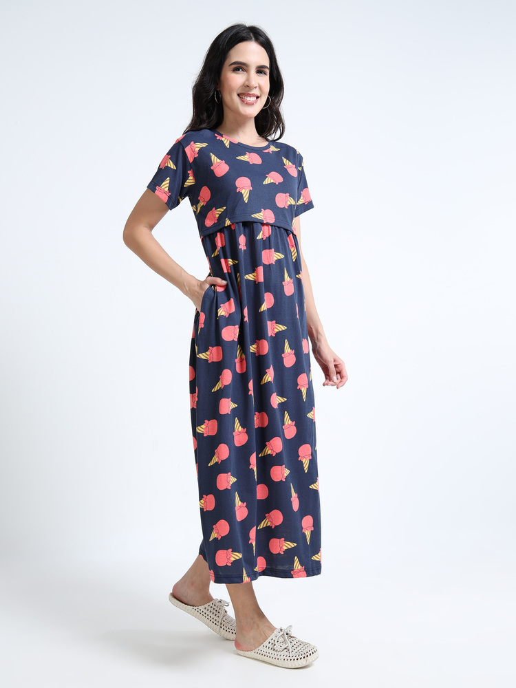 ICN Printed Midi Dress