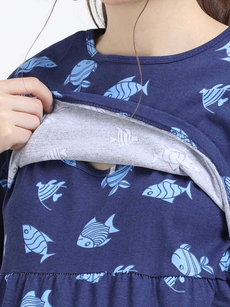 Fish Printed Midi Dress