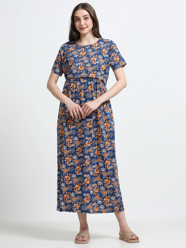 N Gold Printed Midi Dress