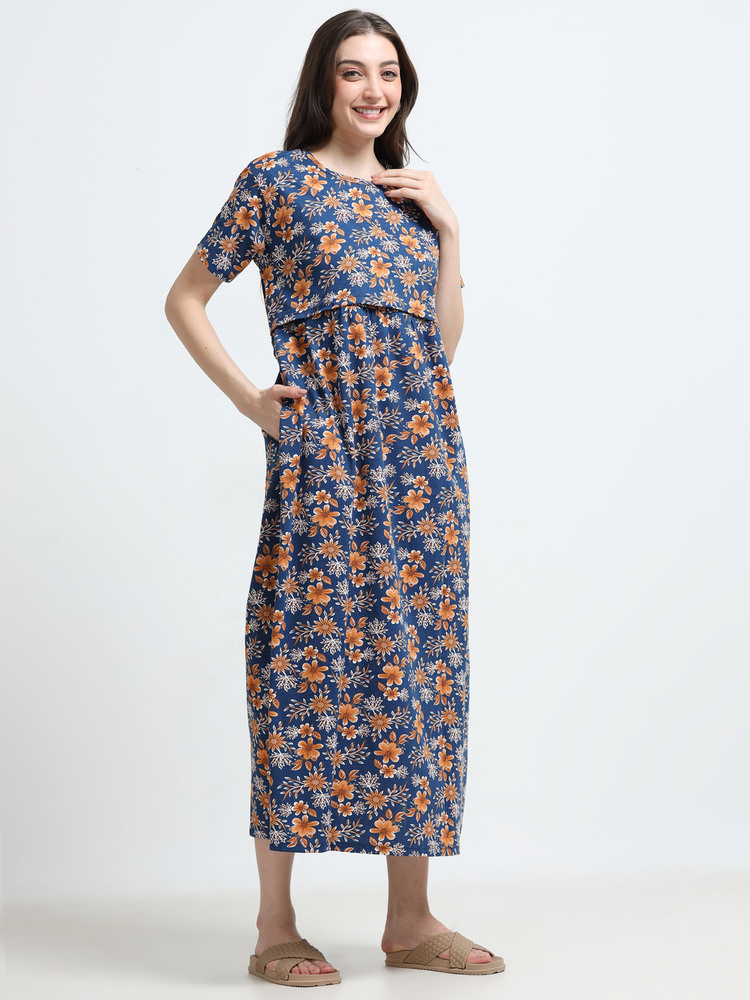 N Gold Printed Midi Dress