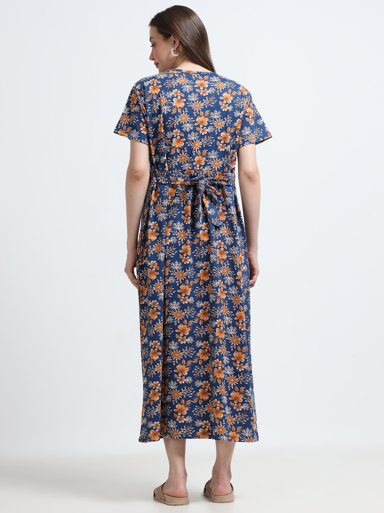 N Gold Printed Midi Dress