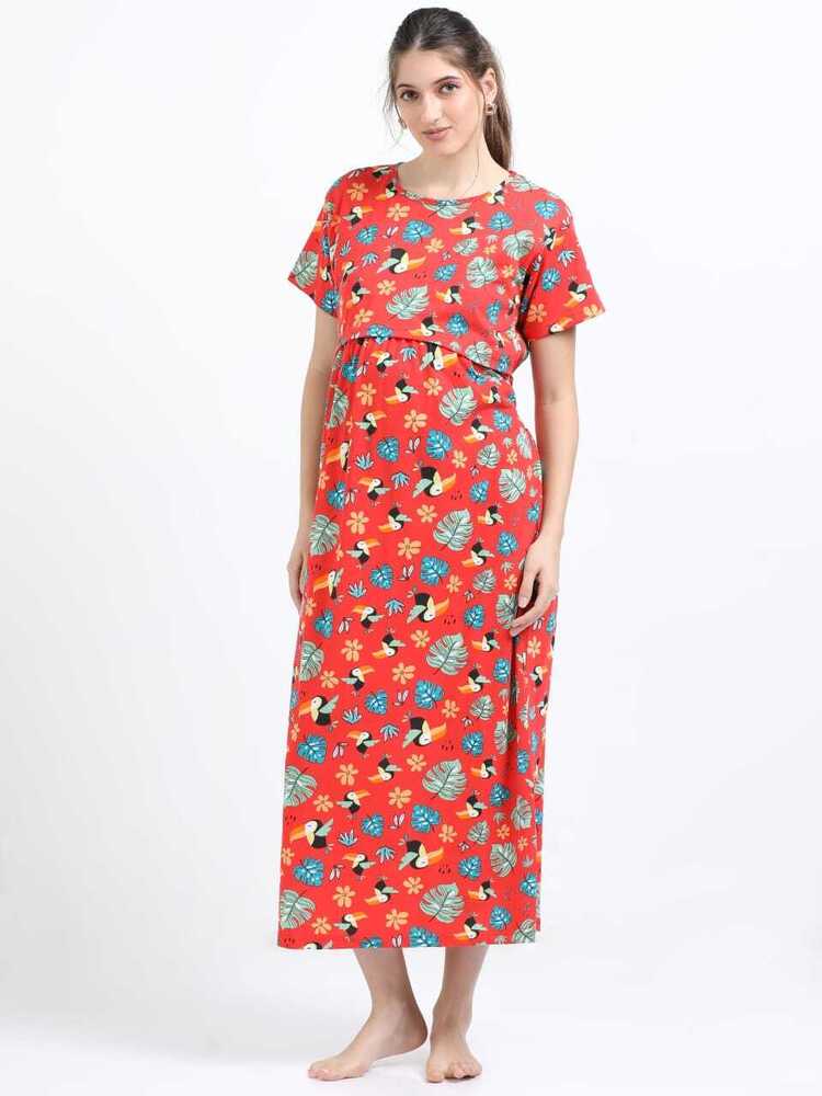 R-Bird Printed Midi Dress