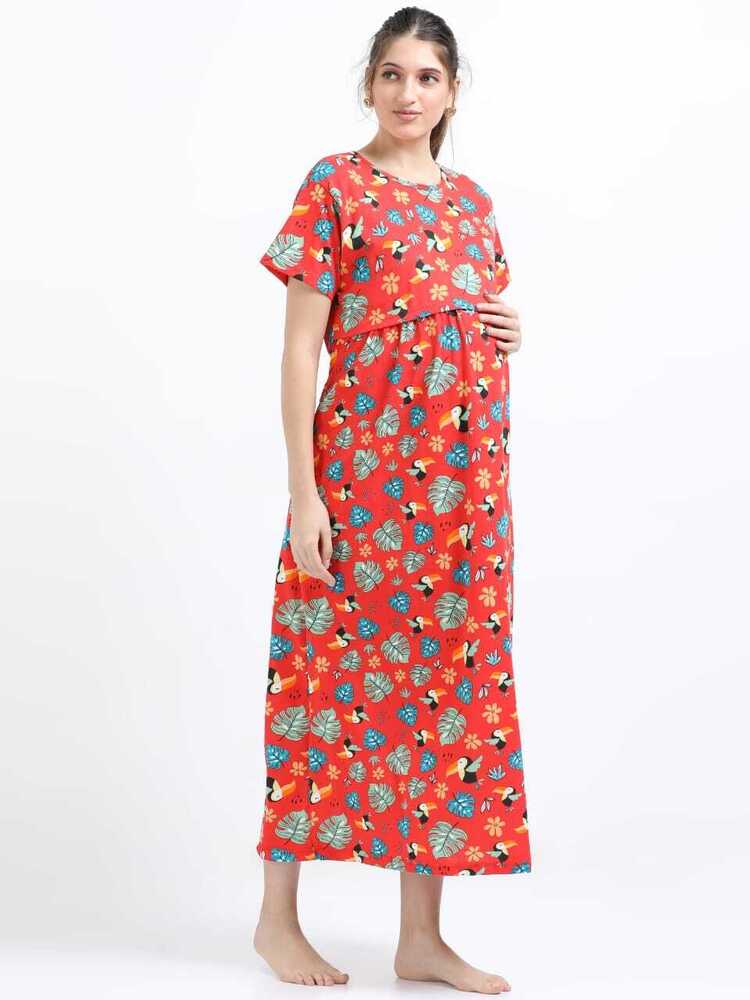 R-Bird Printed Midi Dress