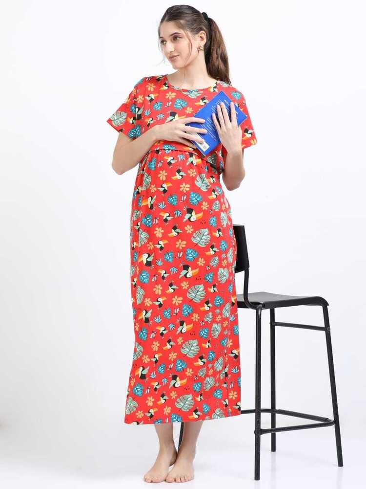 R-Bird Printed Midi Dress