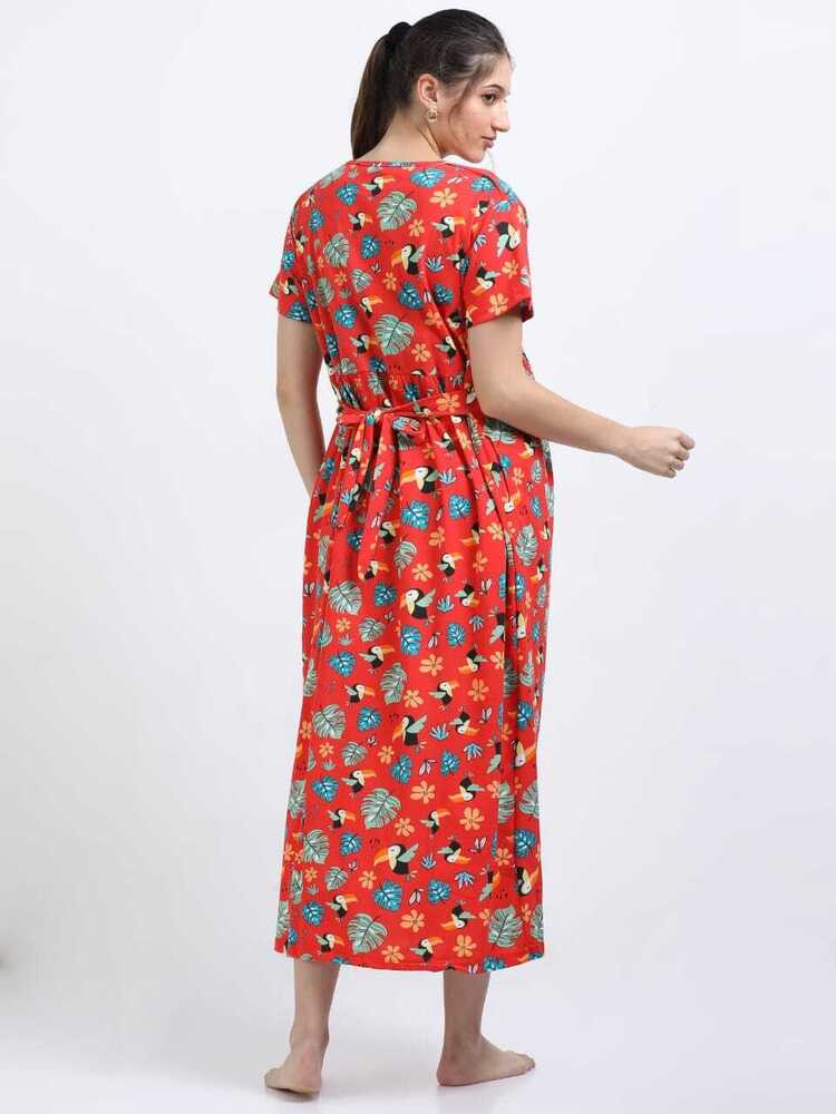 R-Bird Printed Midi Dress