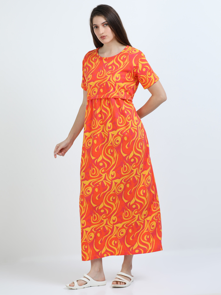 OY Printed Midi Dress