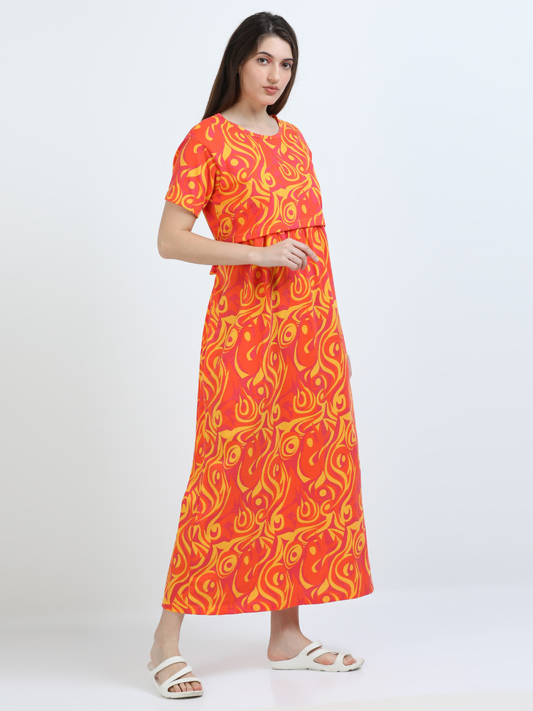 OY Printed Midi Dress