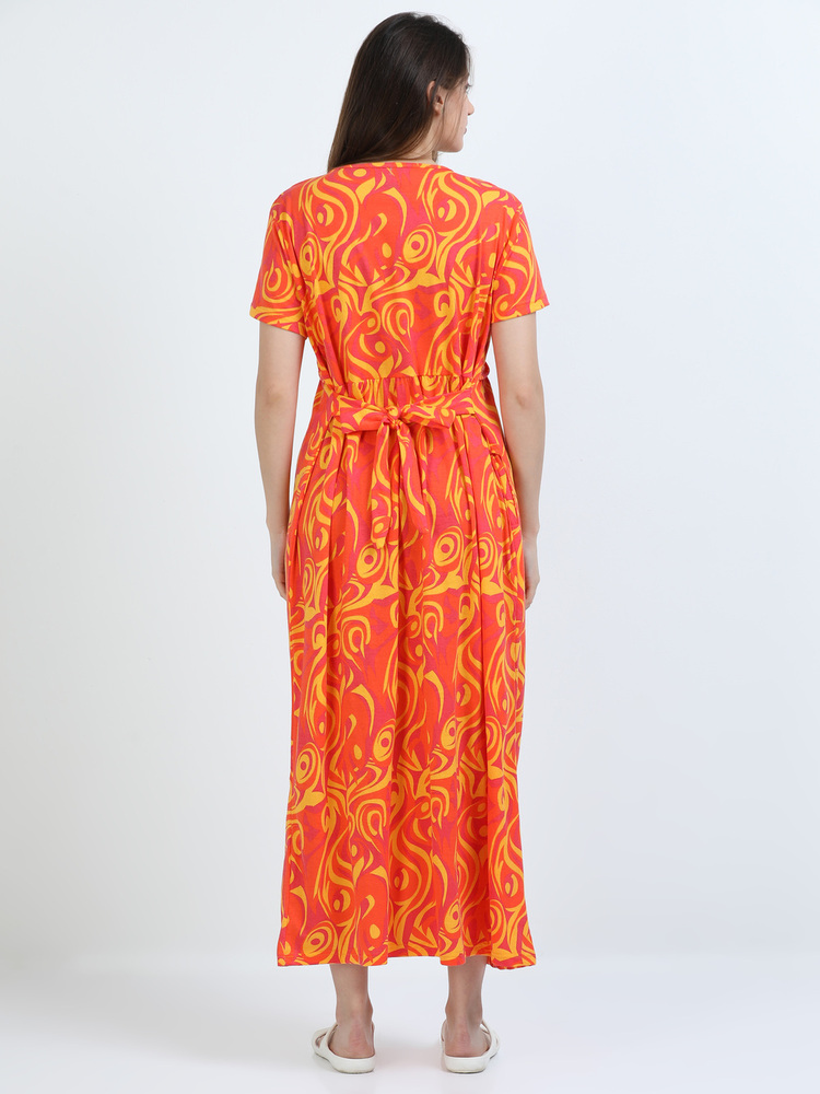 OY Printed Midi Dress
