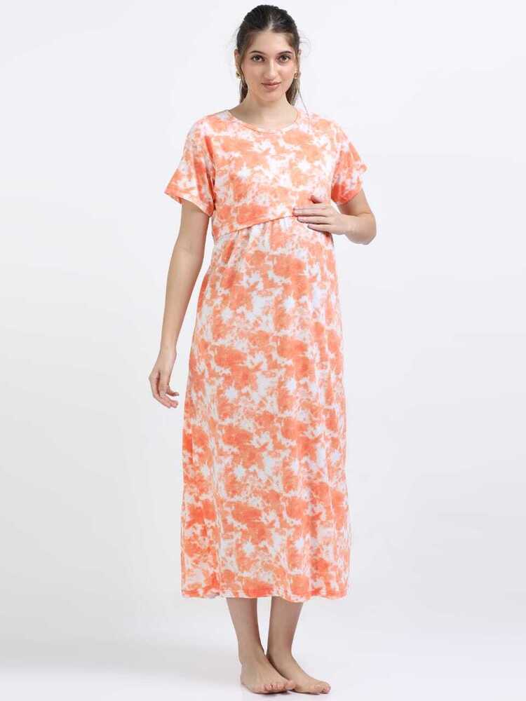 Orange D&D Printed Midi Dress