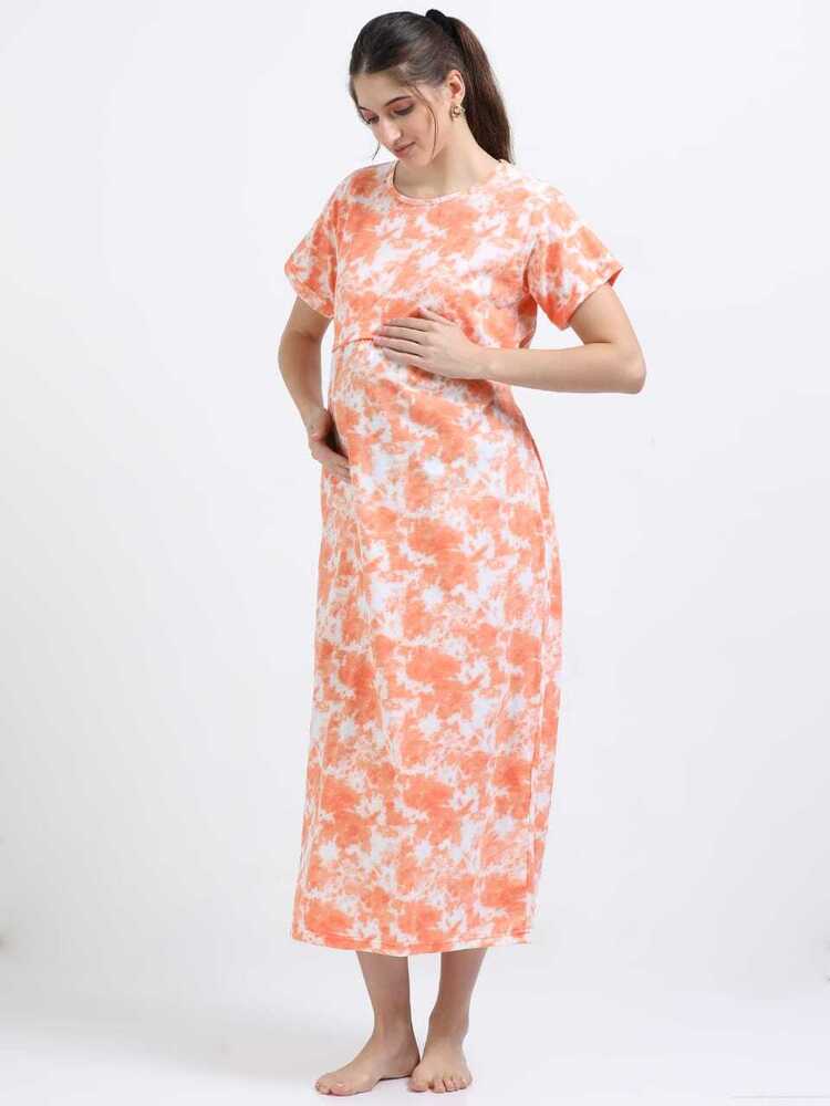 Orange D&D Printed Midi Dress