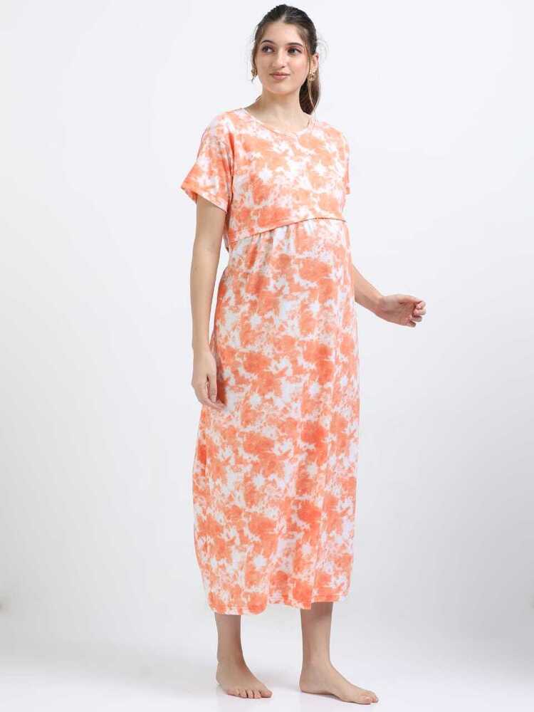 Orange D&D Printed Midi Dress