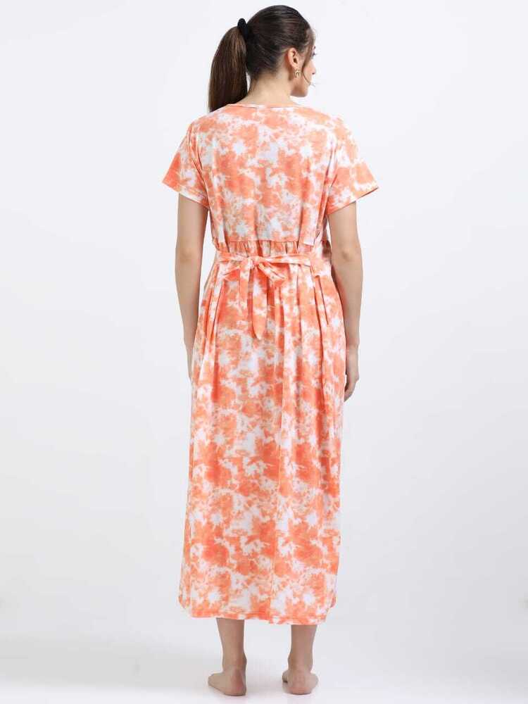 Orange D&D Printed Midi Dress