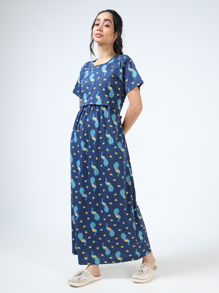 Peacock Printed Midi Dress