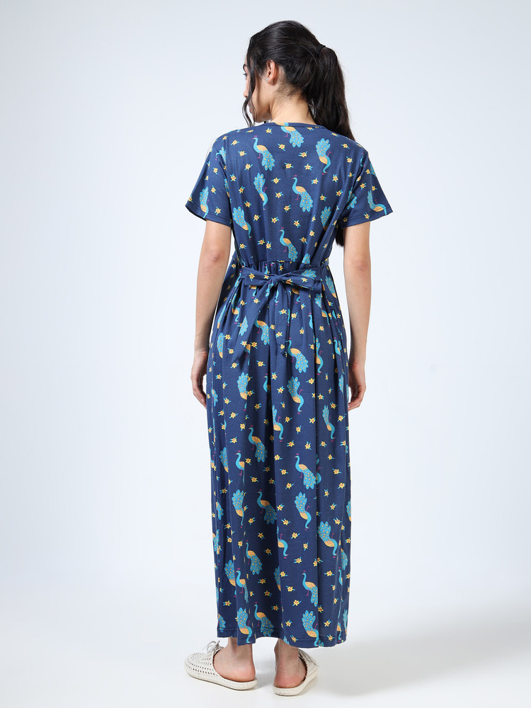 Peacock Printed Midi Dress