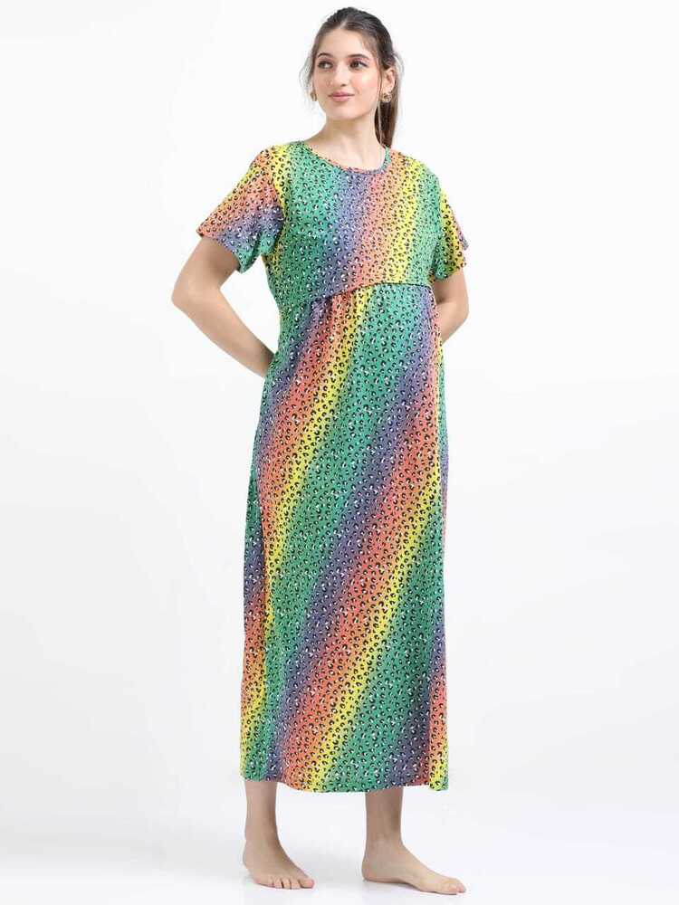 Rainbow Printed Midi Dress
