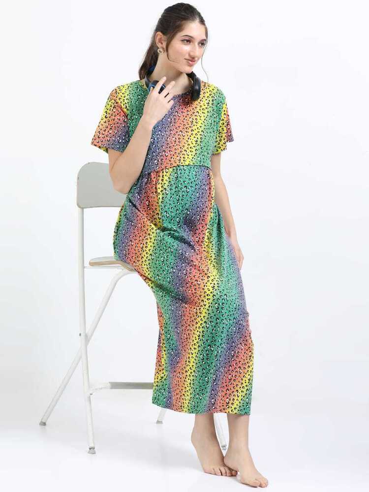 Rainbow Printed Midi Dress