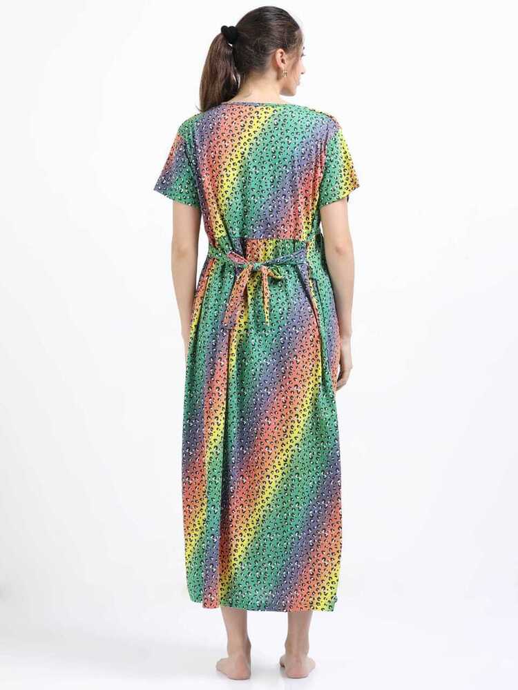 Rainbow Printed Midi Dress