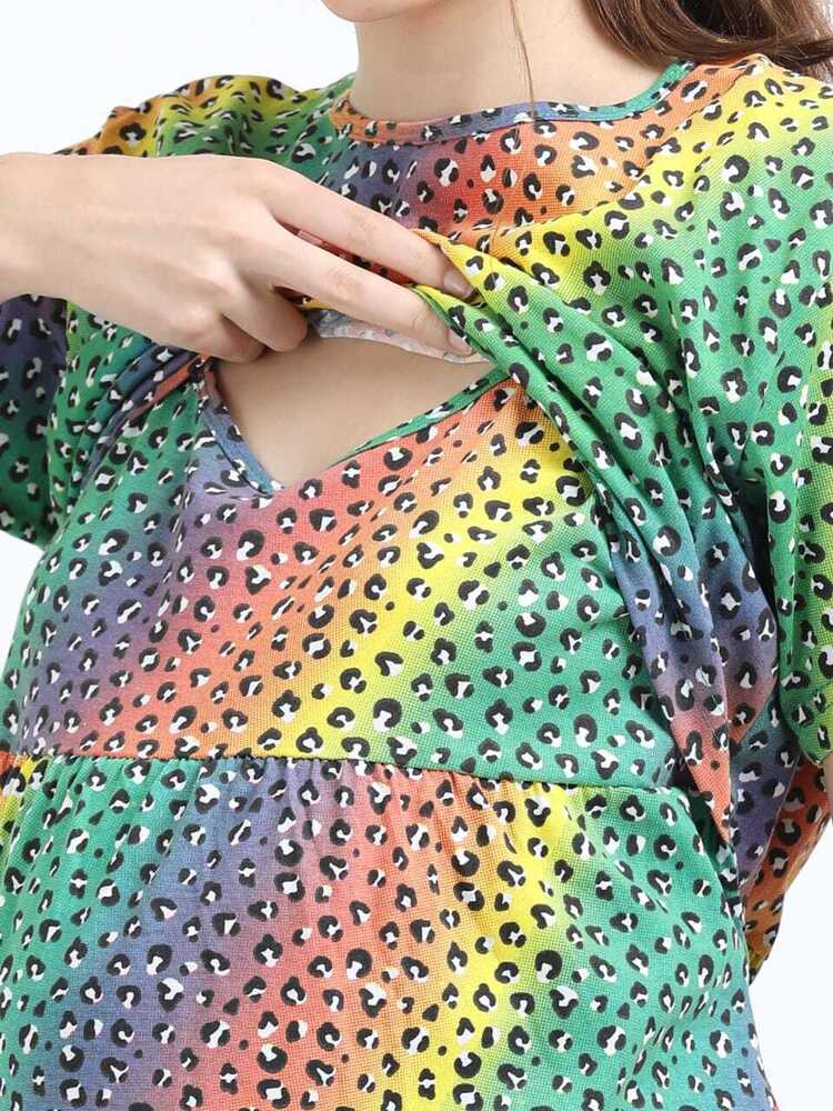 Rainbow Printed Midi Dress