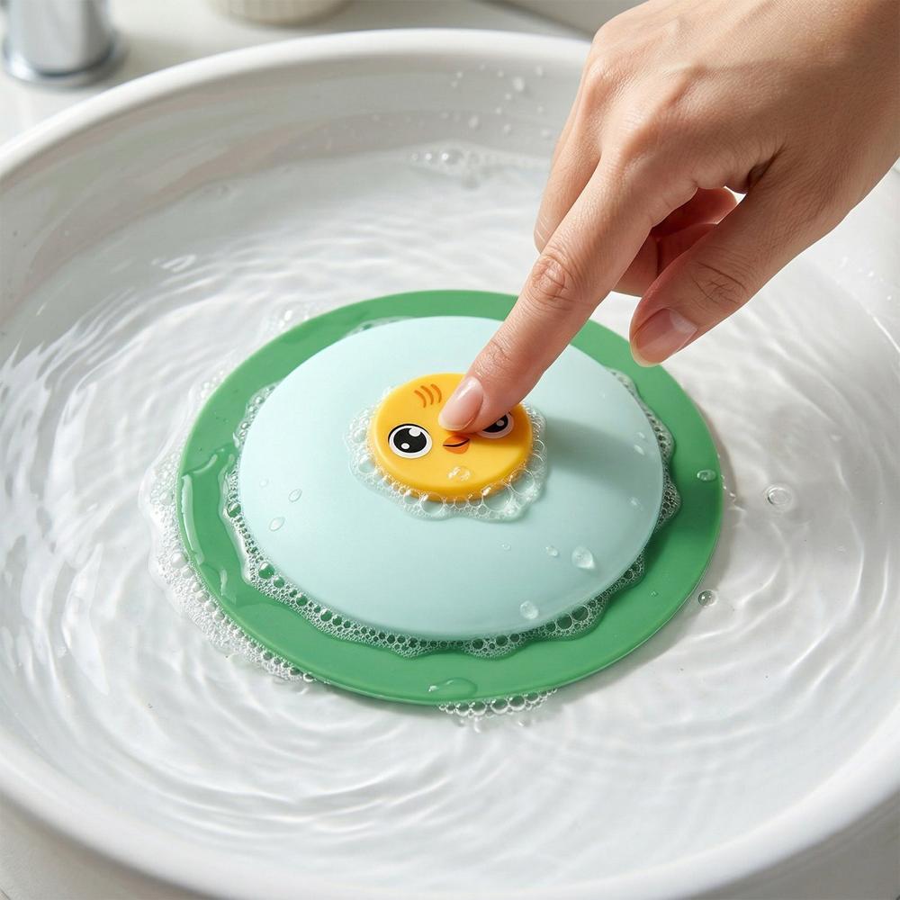 Cute Duck Design Silicone Sink Drain Stopper with Suction Base 1 Pc