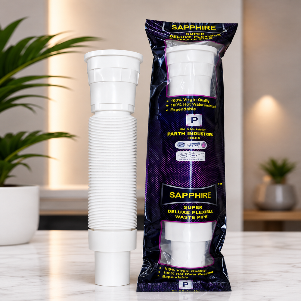 Collapsible waste pipe extra heavy white/black&white (Sapphire)