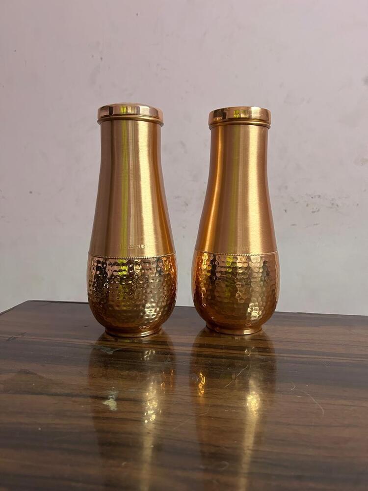 Half Hammered Pure Copper Bedside Flask / Water Bottle (Jointless)