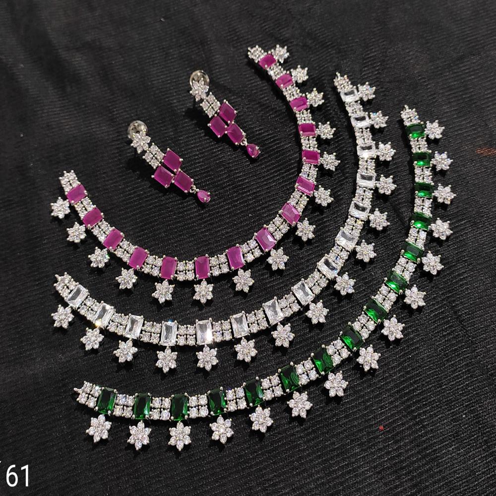 Emerald & Ruby Floral Cascade Necklace Set - Gender: Women