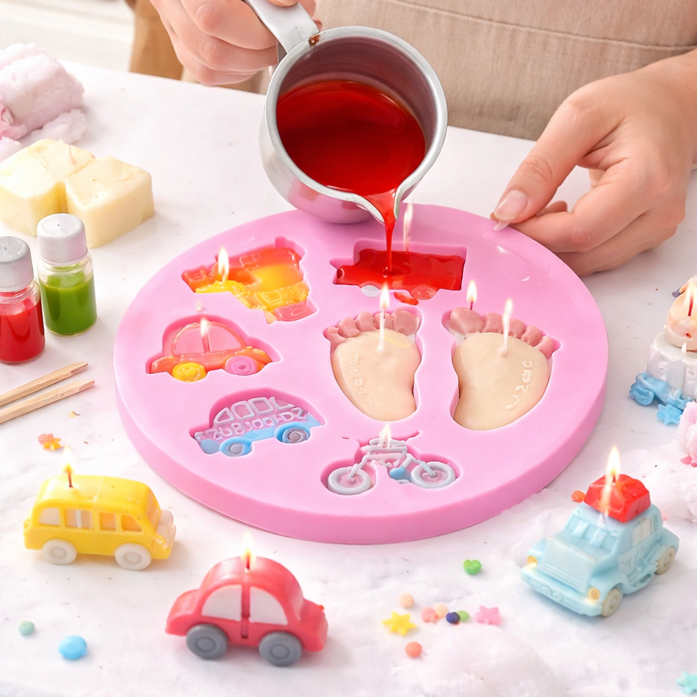 Kids Vehicle & Baby Footprint Silicone Candle Mould