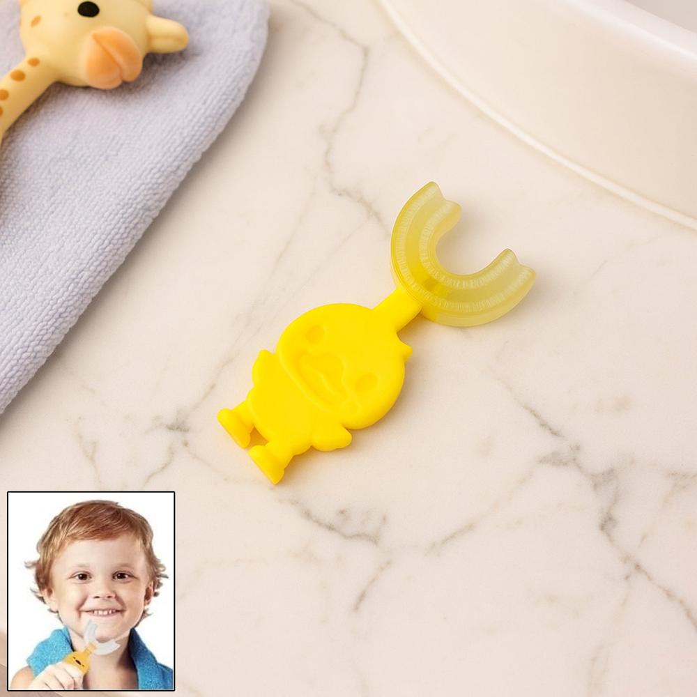Cute Cartoon Duck U-Shape Baby Toothbrush (1 Pc / Mix Color) - Color: Silicone