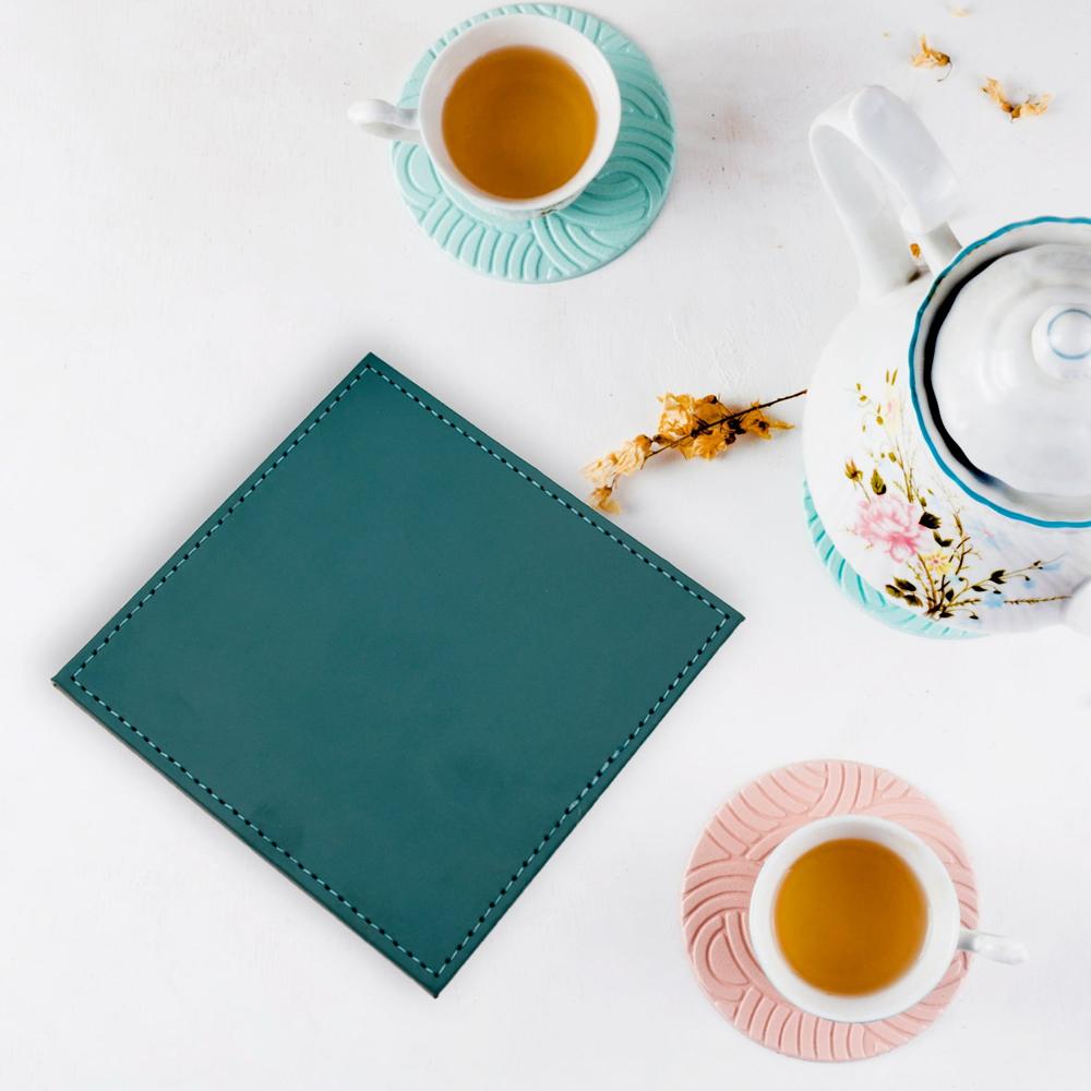 Square Leather Tea Coaster Durable Dining Table Accessory (1 Pc) - Application: As Per Product Requirement