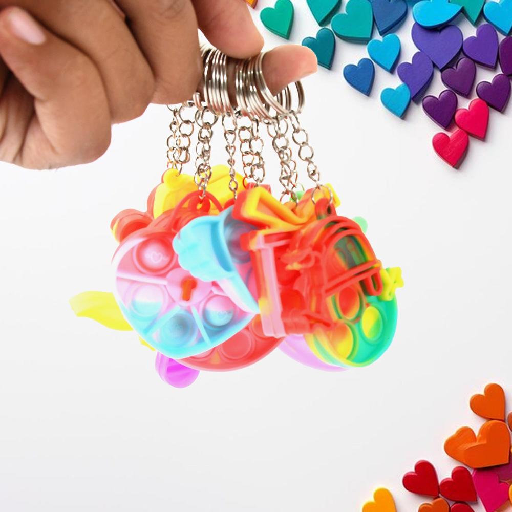 Compact Pop It Keychain Fun Stress Relief Fidget Toy (1 Pc | Mix Design)
