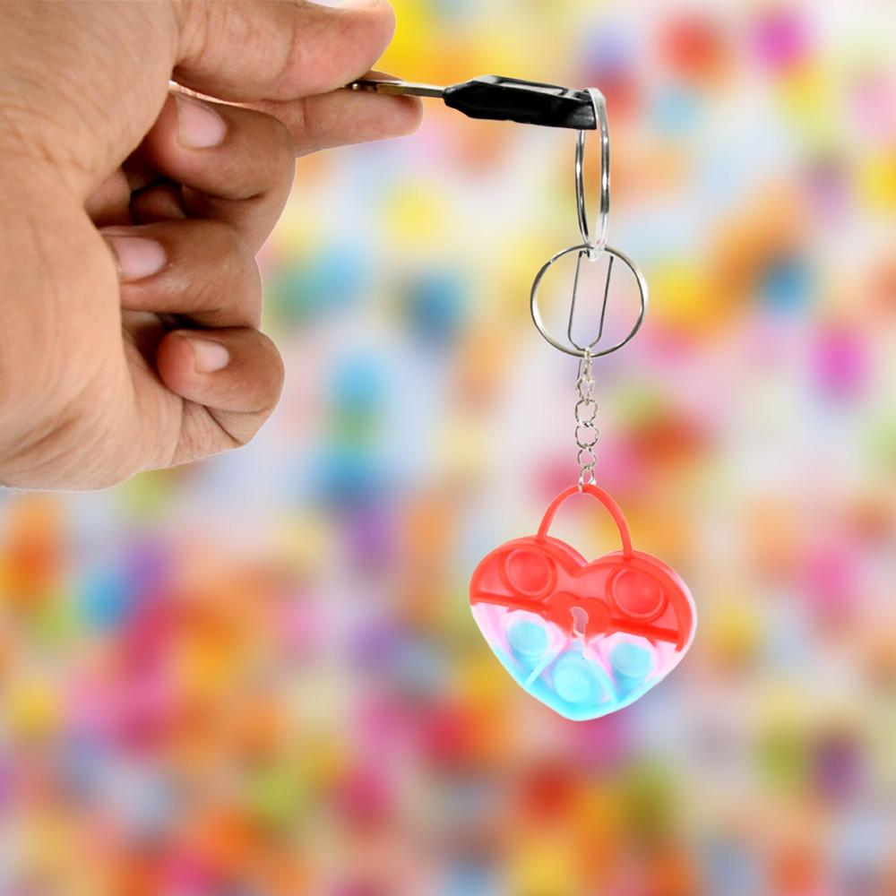 Compact Pop It Keychain Fun Stress Relief Fidget Toy (1 Pc | Mix Design)